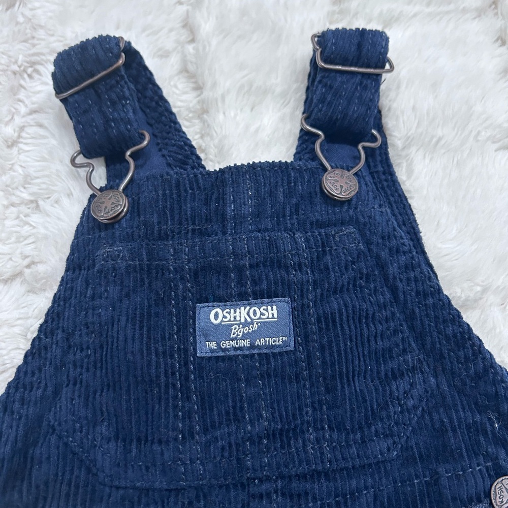 OshKosh B'Gosh Unisex Baby Navy‎ Blue Lined Corduroy Overalls Size 9M - Picture 3 of 12